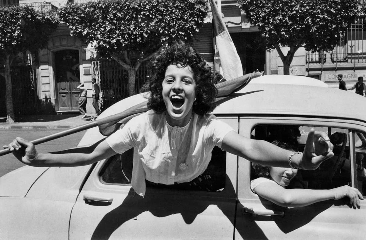 Algerian woman celebrating independence 1962